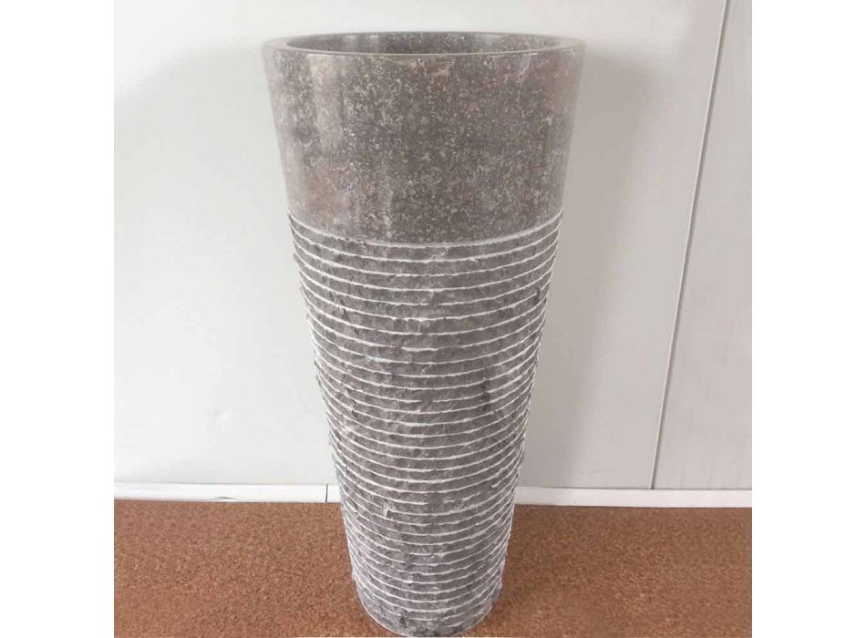 Lavabo conico a colonna in pietra naturale Iga, pezzo unico Viadurini