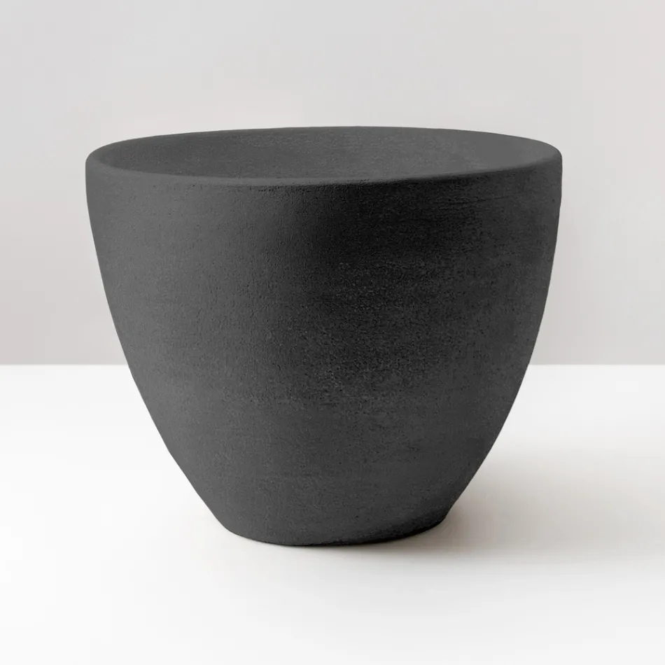 Lavabo Conico da Appoggio in Terra Refrattaria Tornita a Mano - Orbite Viadurini