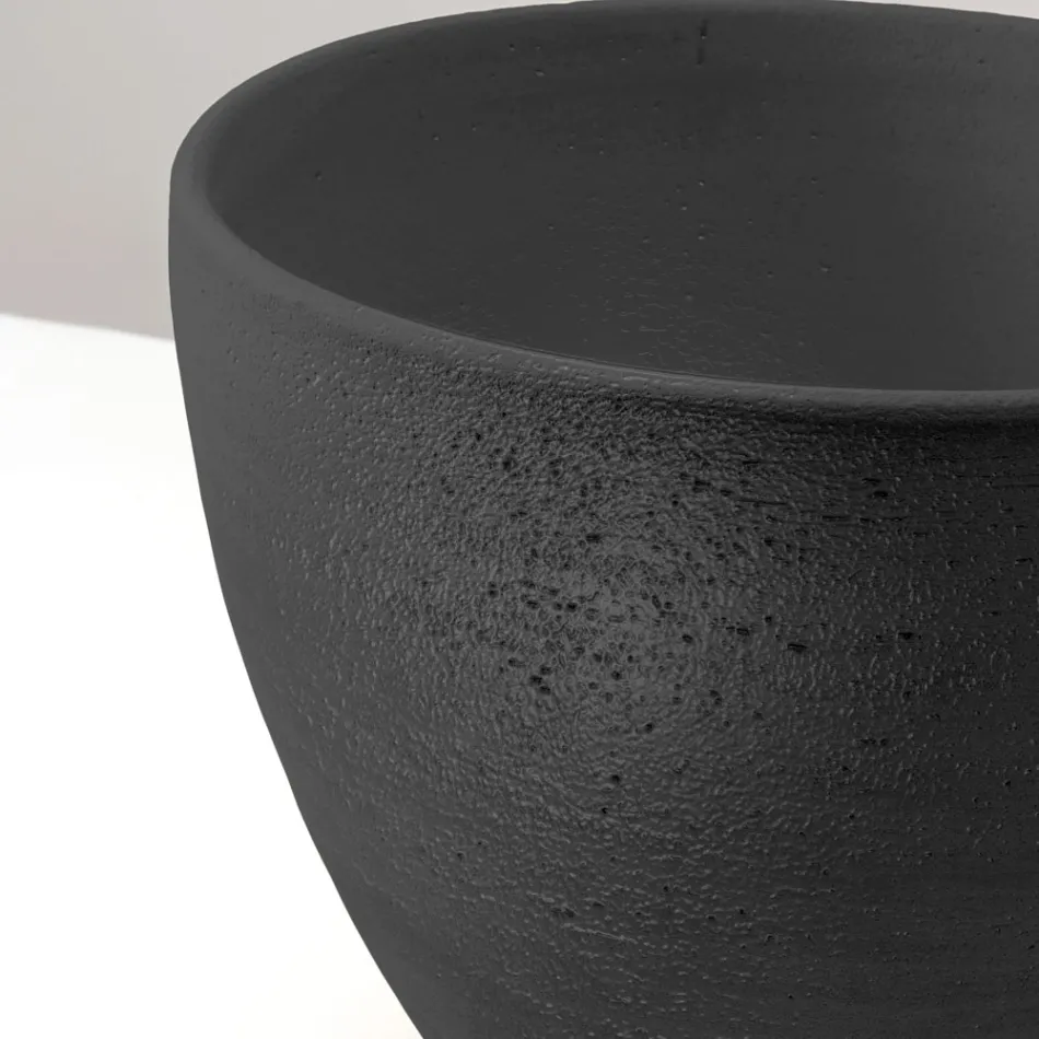 Lavabo Conico da Appoggio in Terra Refrattaria Tornita a Mano - Orbite Viadurini