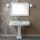 Lavabo Consolle a Colonna in Ceramica Bianca Realizzato in Italia - Wollie Viadurini