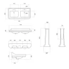 Lavabo Consolle a Colonna in Ceramica Doppia Vasca Made in Italy - Wollie Viadurini