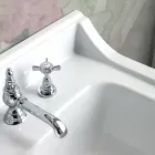 Lavabo Consolle in Ceramica Bianca a Doppia Vasca Made in Italy - Wollie Viadurini