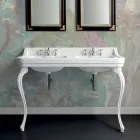 Lavabo Consolle in Ceramica Bianca a Doppia Vasca Made in Italy - Wollie Viadurini