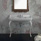 Lavabo consolle in ceramica bianco di design classico made Italy,Swami Viadurini