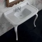 Lavabo consolle in ceramica bianco di design classico made Italy,Swami Viadurini