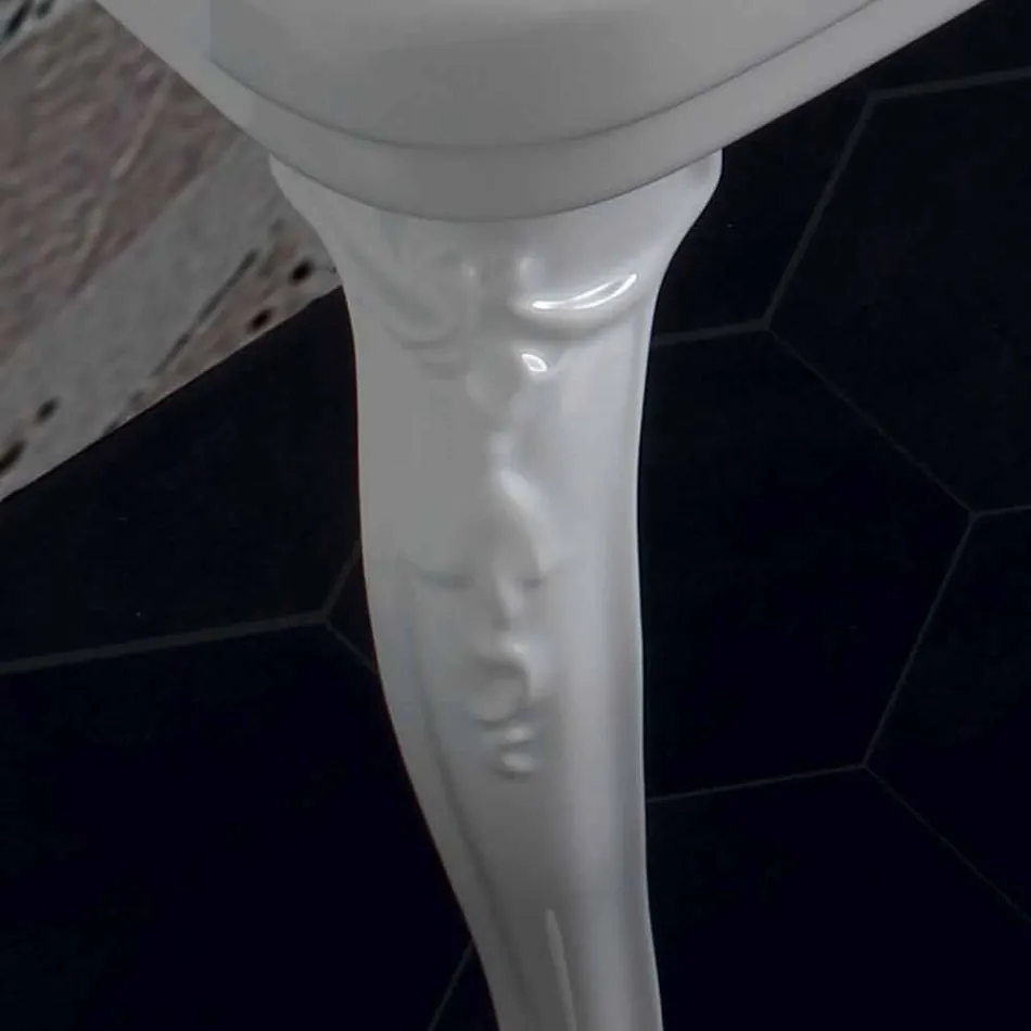 Lavabo consolle in ceramica bianco di design classico made Italy,Swami Viadurini