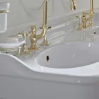 Lavabo Consolle Vintage Doppia Vasca e Piedi in Ceramica Made in Italy - Paulina Viadurini