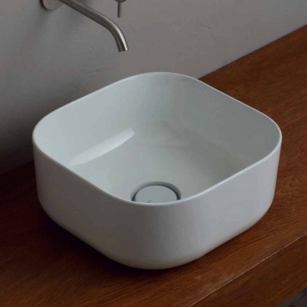 Lavabo da appoggio 37x37cm in ceramica made Italy Star, design moderno Viadurini