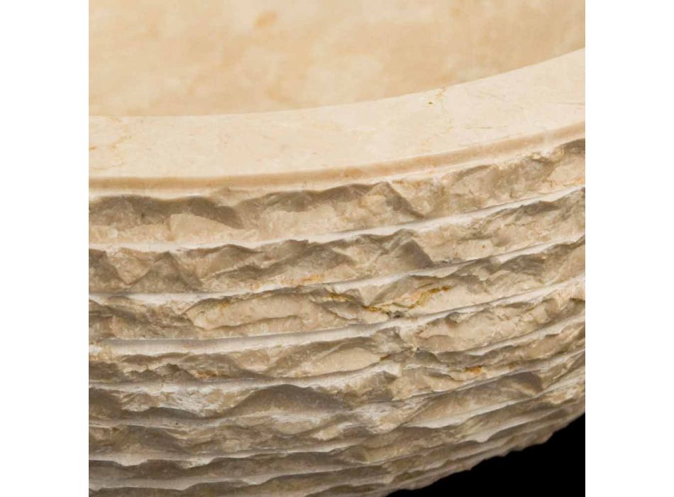 Lavabo da appoggio bianco in pietra naturale Finn, pezzo unico Viadurini