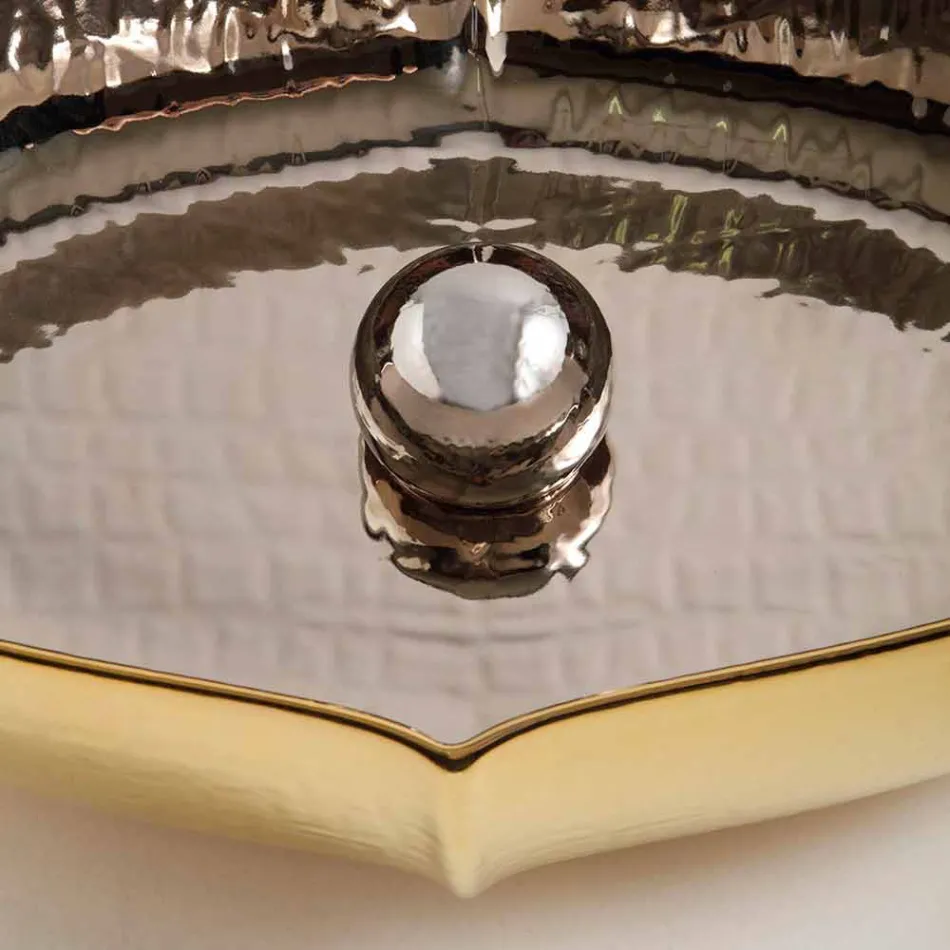 Lavabo da appoggio ceramica platino e oro di design made Italy Oscar Viadurini