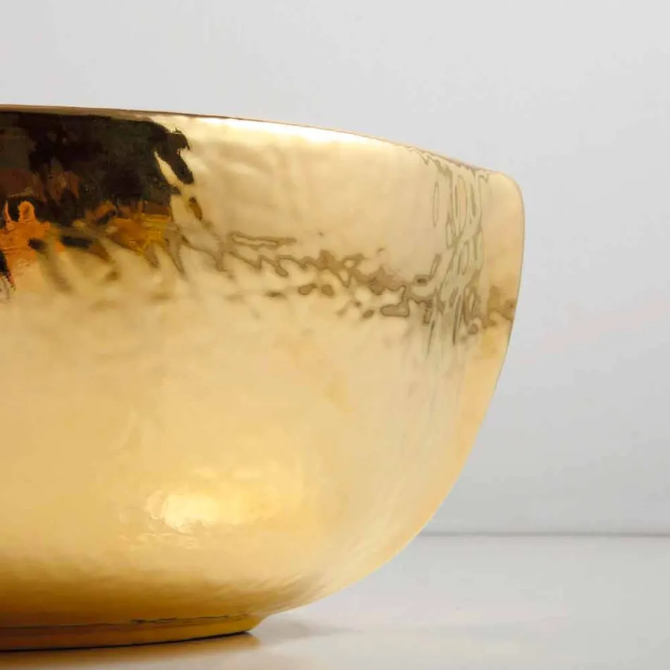 Lavabo da appoggio ceramica platino e oro di design made Italy Oscar Viadurini