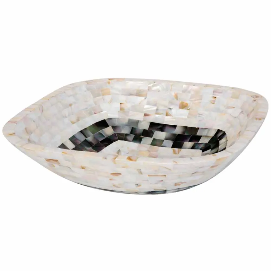 Lavabo da appoggio con inserti in conchiglie Bea, pezzo unico Viadurini