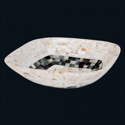 Lavabo da appoggio con inserti in conchiglie Bea, pezzo unico Viadurini