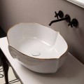 Lavabo da appoggio design ceramica bianco bordo oro made Italy Oscar