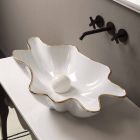 Lavabo da appoggio design ceramica bianco bordo oro made Italy Rayan Viadurini