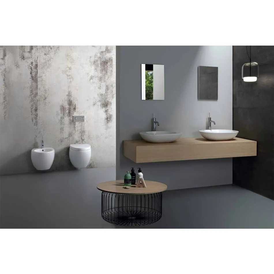 Lavabo da Appoggio di Design in Ceramica Bianca o Colorata Melle Viadurini