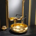 Lavabo da appoggio di design in ceramica raku oro made in Italy, Ramon Viadurini