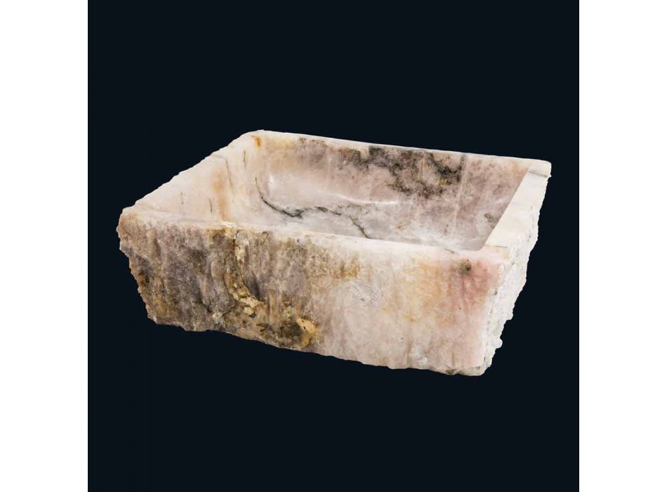 Lavabo da appoggio di design in pietra di quarzo fumé Rose,pezzo unico Viadurini