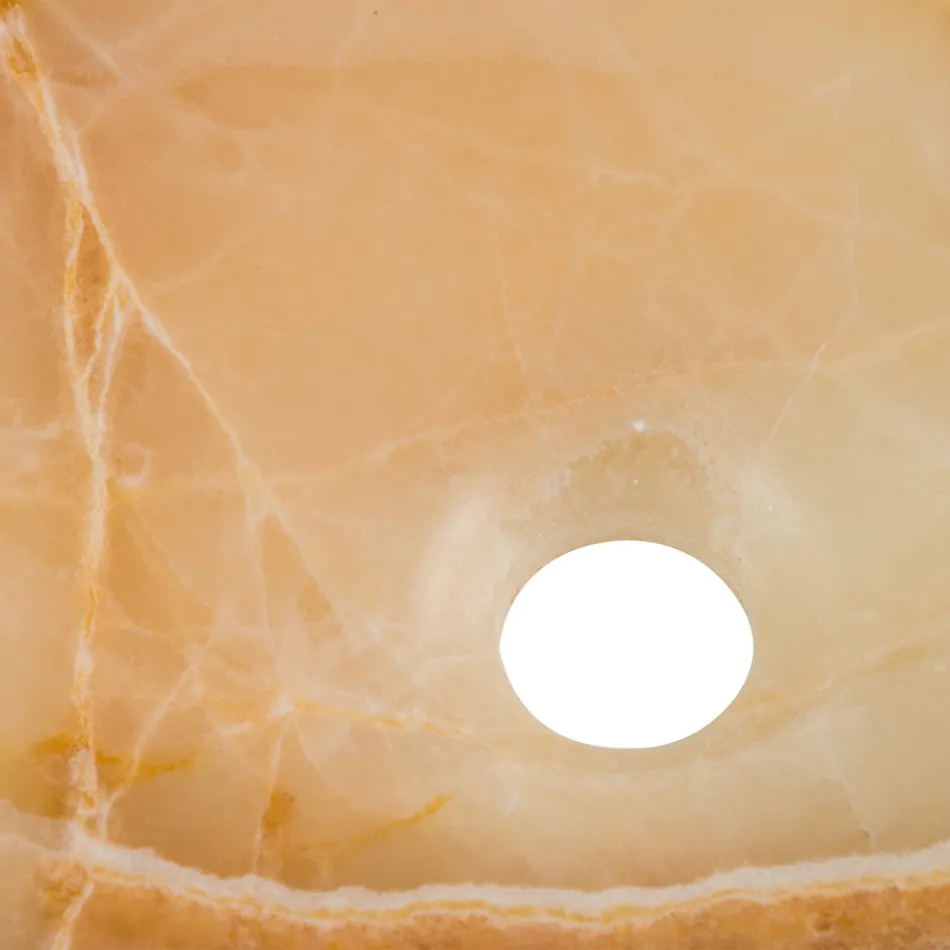 Lavabo da appoggio di design in pietra onice Lana, fatto a mano Viadurini