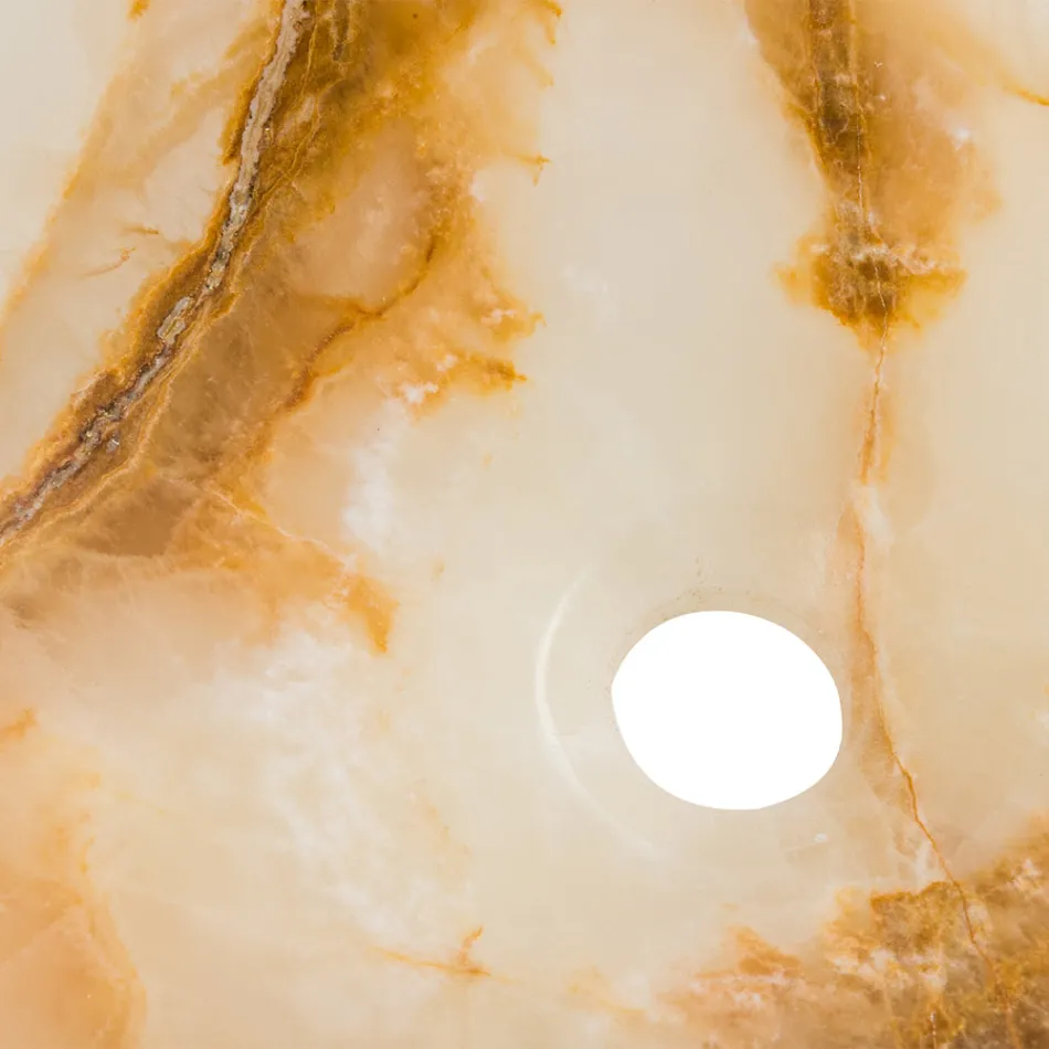 Lavabo da appoggio di design in pietra onice Lana, fatto a mano Viadurini