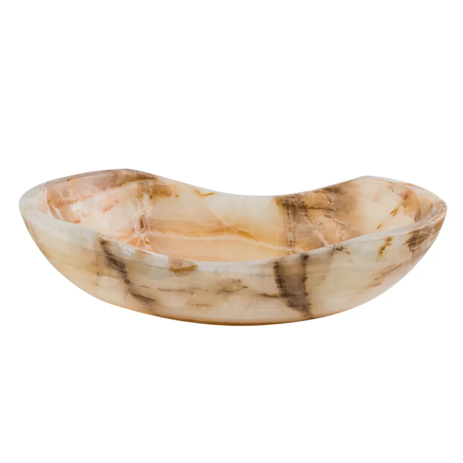 Lavabo da appoggio di design in pietra onice Lana, fatto a mano Viadurini