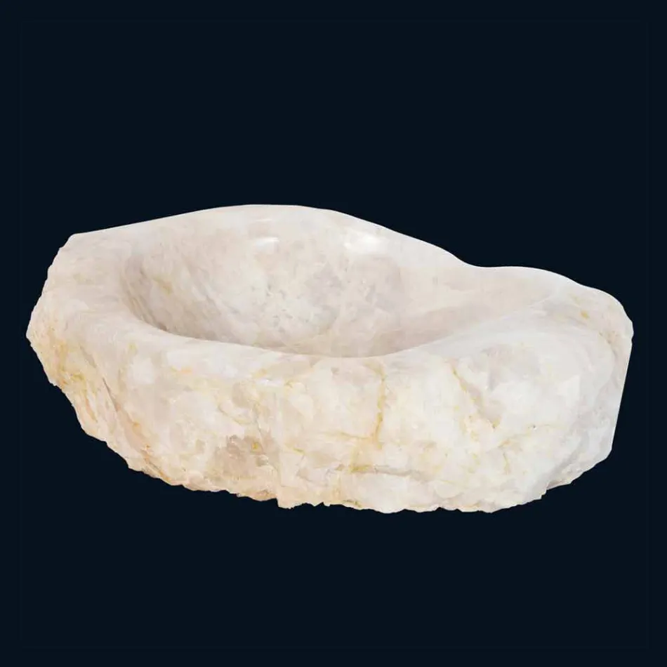 Lavabo da appoggio di design in quarzo cristallo Iva, fatto a mano Viadurini