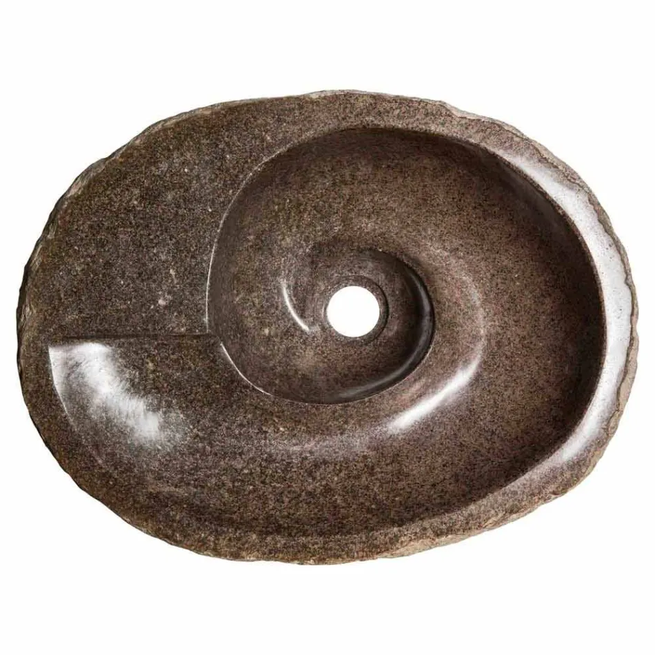 Lavabo da appoggio di moderno design in pietra di fiume, Busca Viadurini