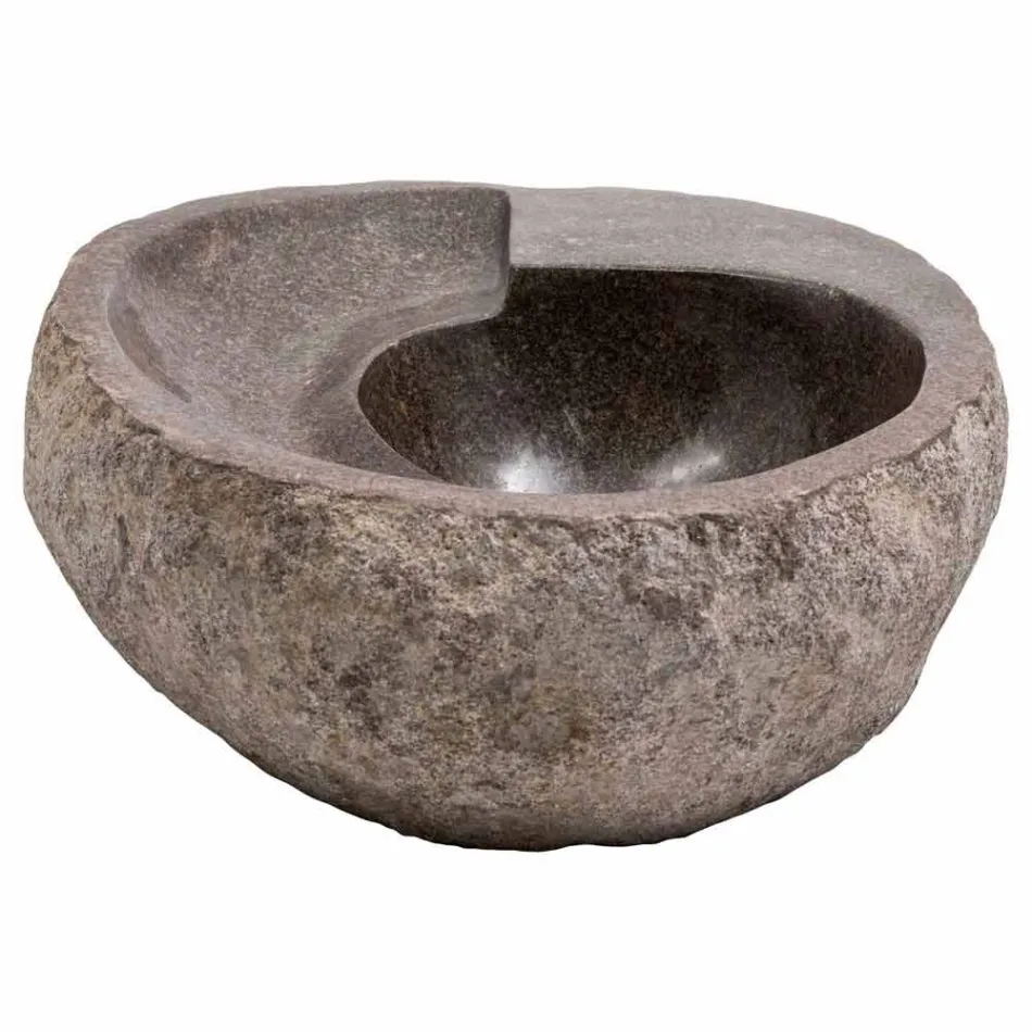 Lavabo da appoggio di moderno design in pietra di fiume, Busca Viadurini