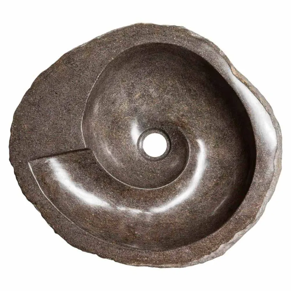 Lavabo da appoggio di moderno design in pietra di fiume, Busca Viadurini