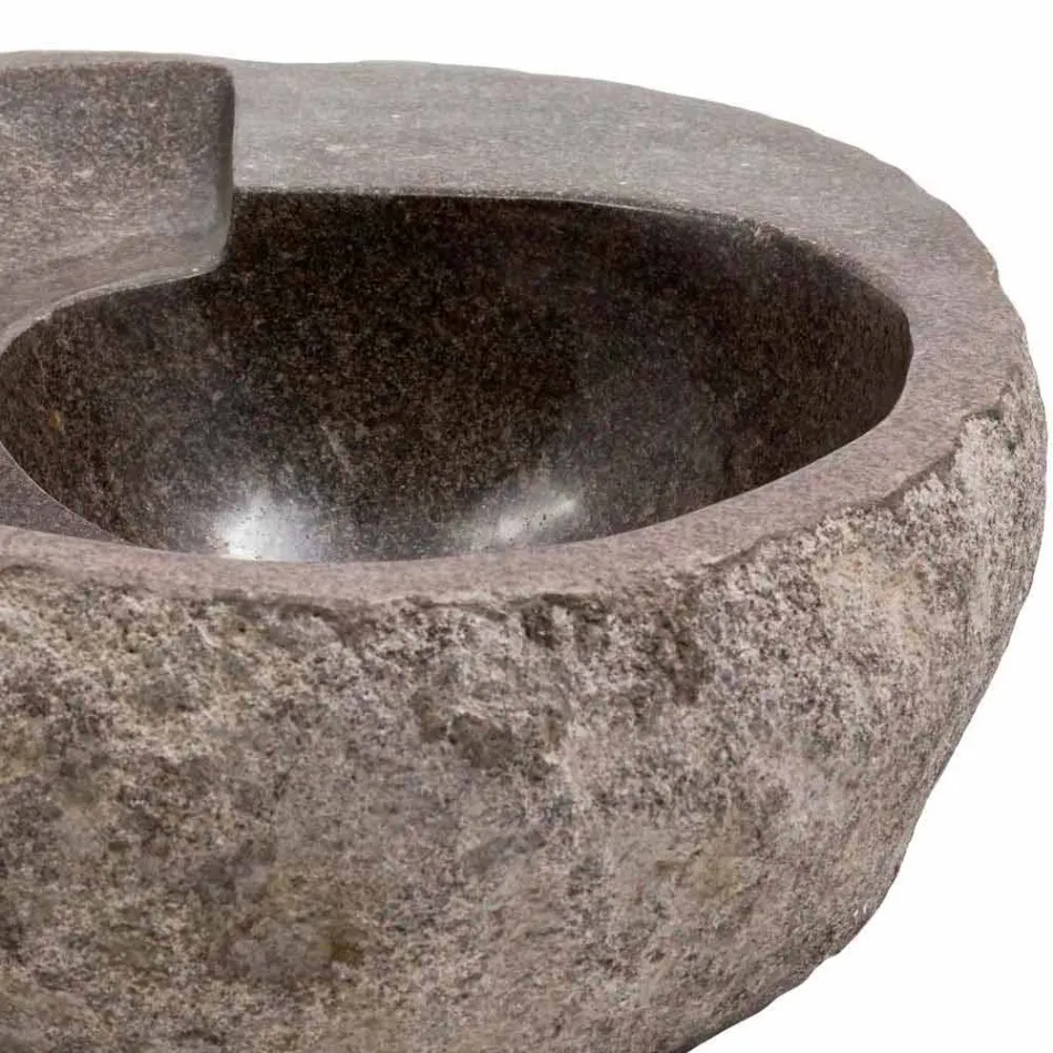 Lavabo da appoggio di moderno design in pietra di fiume, Busca Viadurini