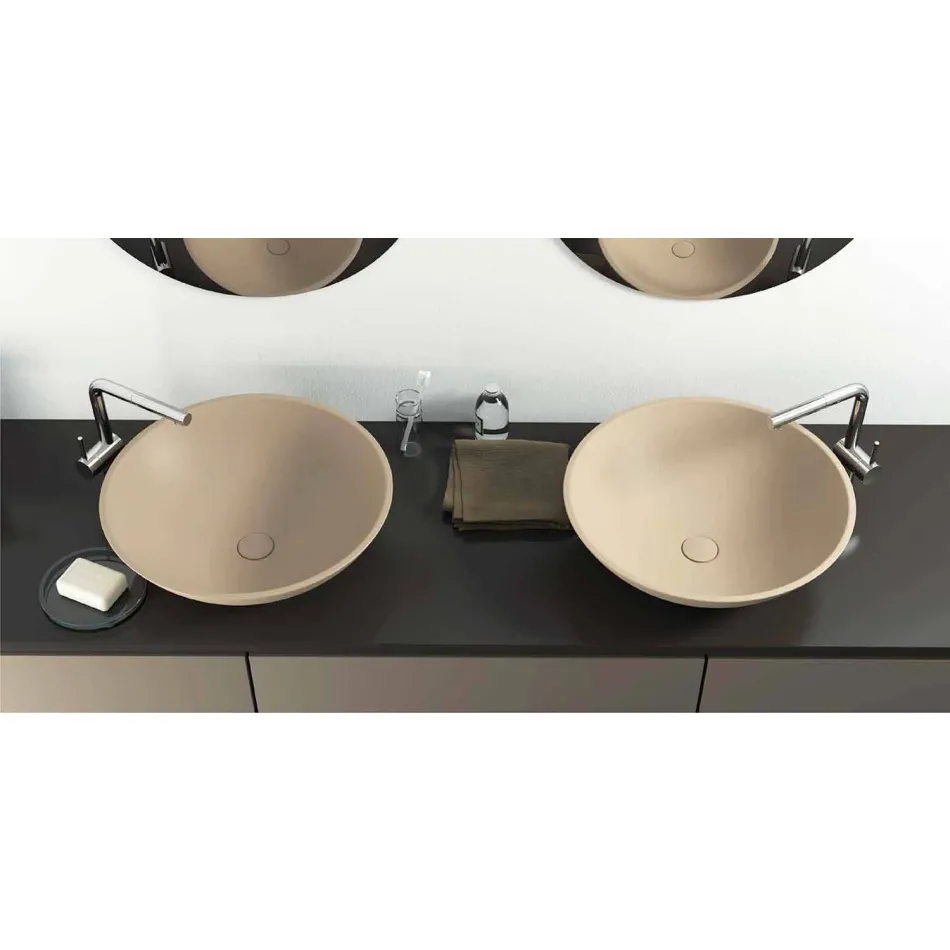 Lavabo da appoggio freestanding circolare moderno made in Italy,Donnas Viadurini