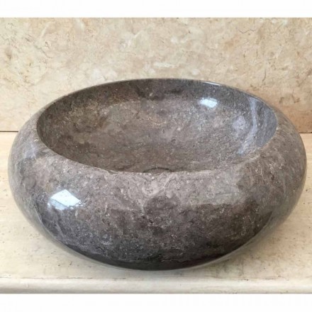 Lavabo da appoggio grigio in pietra naturale Iza, pezzo unico Viadurini