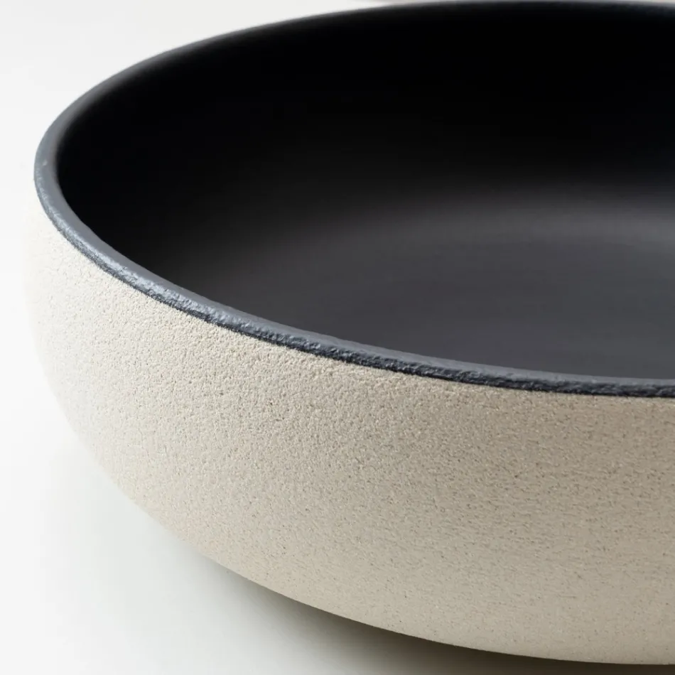 Lavabo da Appoggio in Argilla Raku Chiara o Scura Tornito a Mano - Prisma Viadurini