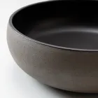 Lavabo da Appoggio in Argilla Raku Chiara o Scura Tornito a Mano - Prisma Viadurini