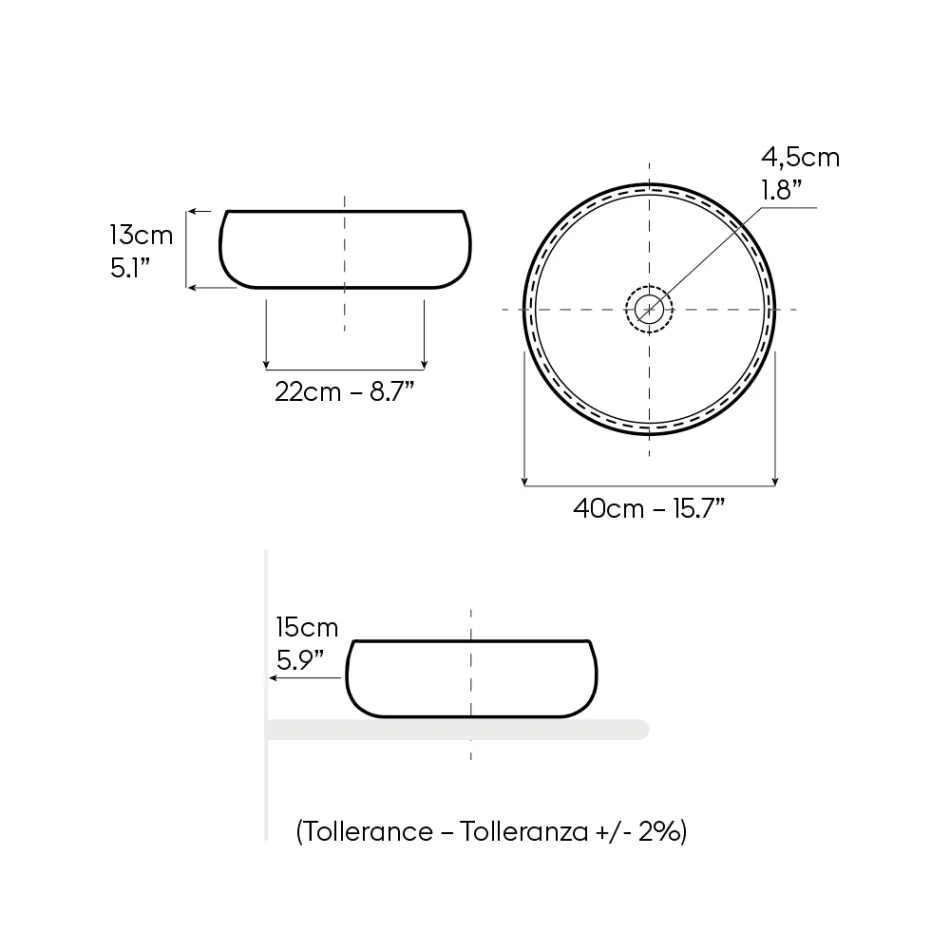 Lavabo da Appoggio in Argilla Raku Chiara o Scura Tornito a Mano - Prisma Viadurini