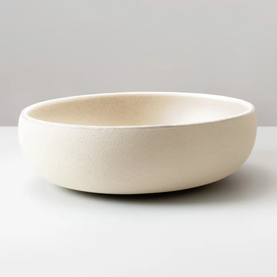 Lavabo da Appoggio in Argilla Raku Chiara o Scura Tornito a Mano - Prisma Viadurini