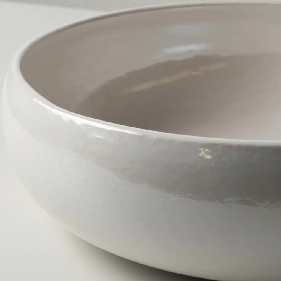 Lavabo da Appoggio in Argilla Raku e Lustro Metallico Craquele’ - Prisma Viadurini