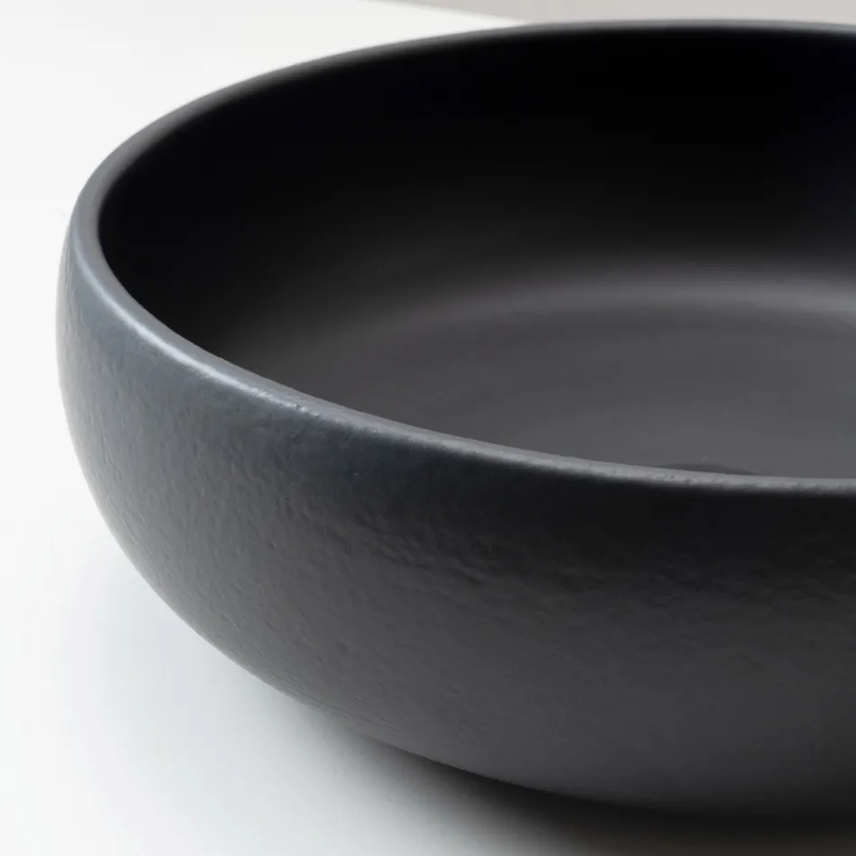 Lavabo da Appoggio in Argilla Raku e Lustro Metallico Craquele’ - Prisma Viadurini