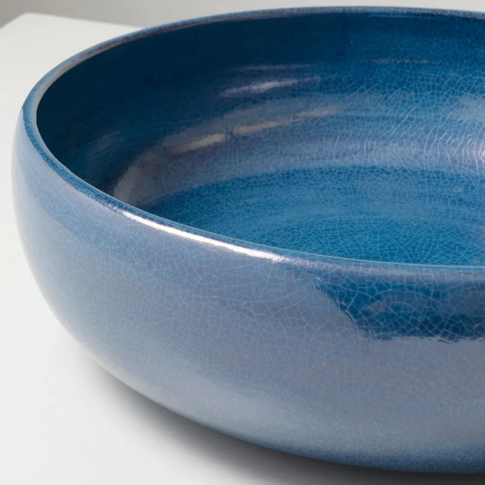 Lavabo da Appoggio in Argilla Raku e Lustro Metallico Craquele’ - Prisma Viadurini