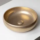 Lavabo da Appoggio in Argilla Raku Metallica Tornito a Mano - Prisma Viadurini