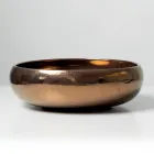 Lavabo da Appoggio in Argilla Raku Metallica Tornito a Mano - Prisma Viadurini