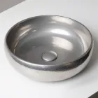 Lavabo da Appoggio in Argilla Raku Metallica Tornito a Mano - Prisma Viadurini