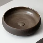 Lavabo da Appoggio in Argilla Refrattaria Scura od Ocra - Prisma Viadurini