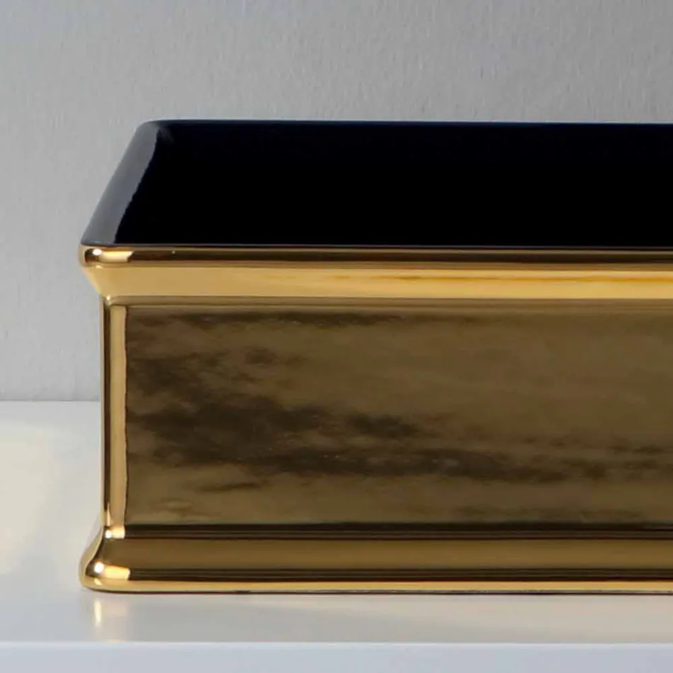 Lavabo da appoggio in ceramica bicolore prodotto in Italia Debora Viadurini