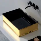 Lavabo da appoggio in ceramica bicolore prodotto in Italia Debora Viadurini