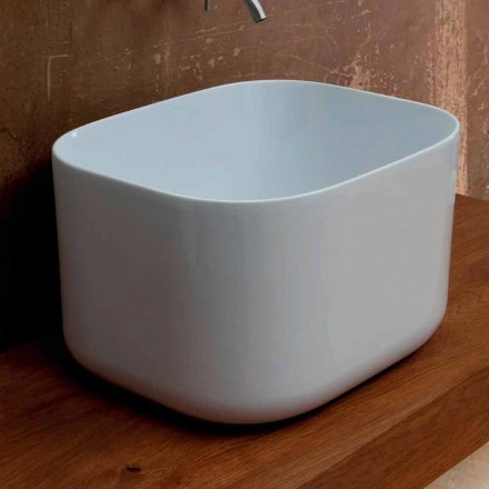 Lavabo da appoggio in ceramica design moderno Star Rectangular 50x40cm Viadurini