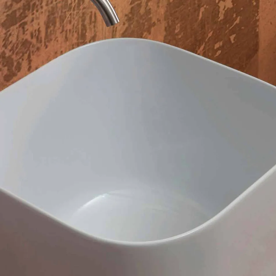 Lavabo da appoggio in ceramica design moderno Star Square 40x40 cm Viadurini