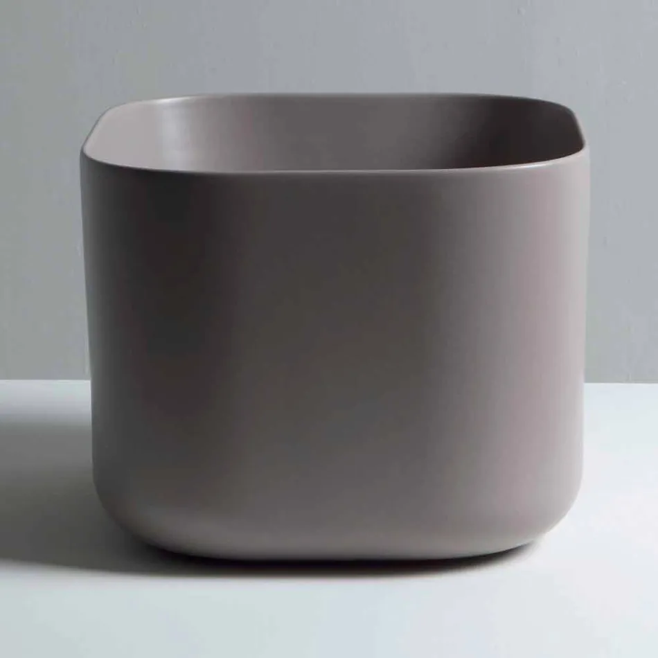 Lavabo da appoggio in ceramica design moderno Star Square 40x40 cm Viadurini