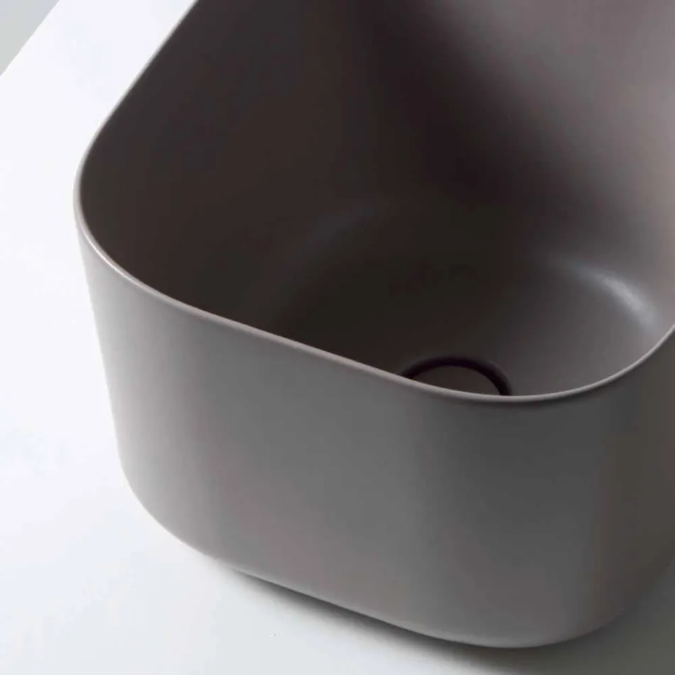 Lavabo da appoggio in ceramica design moderno Star Square 40x40 cm Viadurini