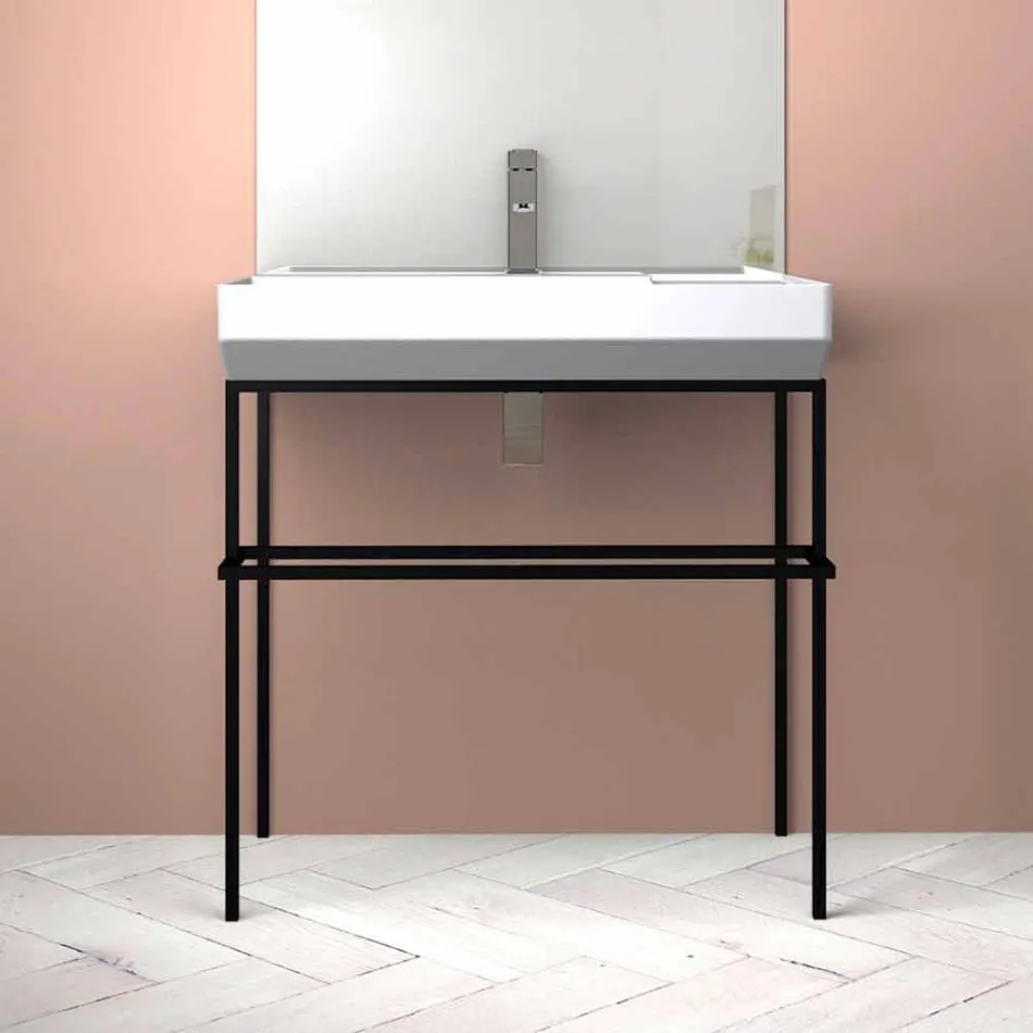 Lavabo da appoggio in ceramica di design fatto in Italia, Viviano Viadurini
